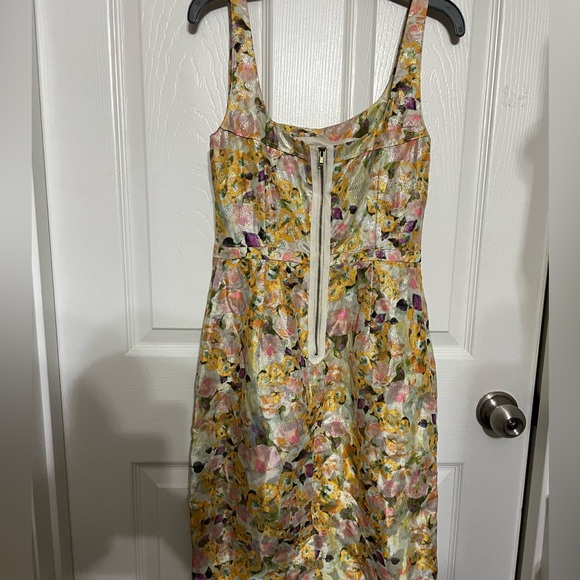 Leifsdottir Yellow and Pink Floral Midi Dress - Picture 2 of 3